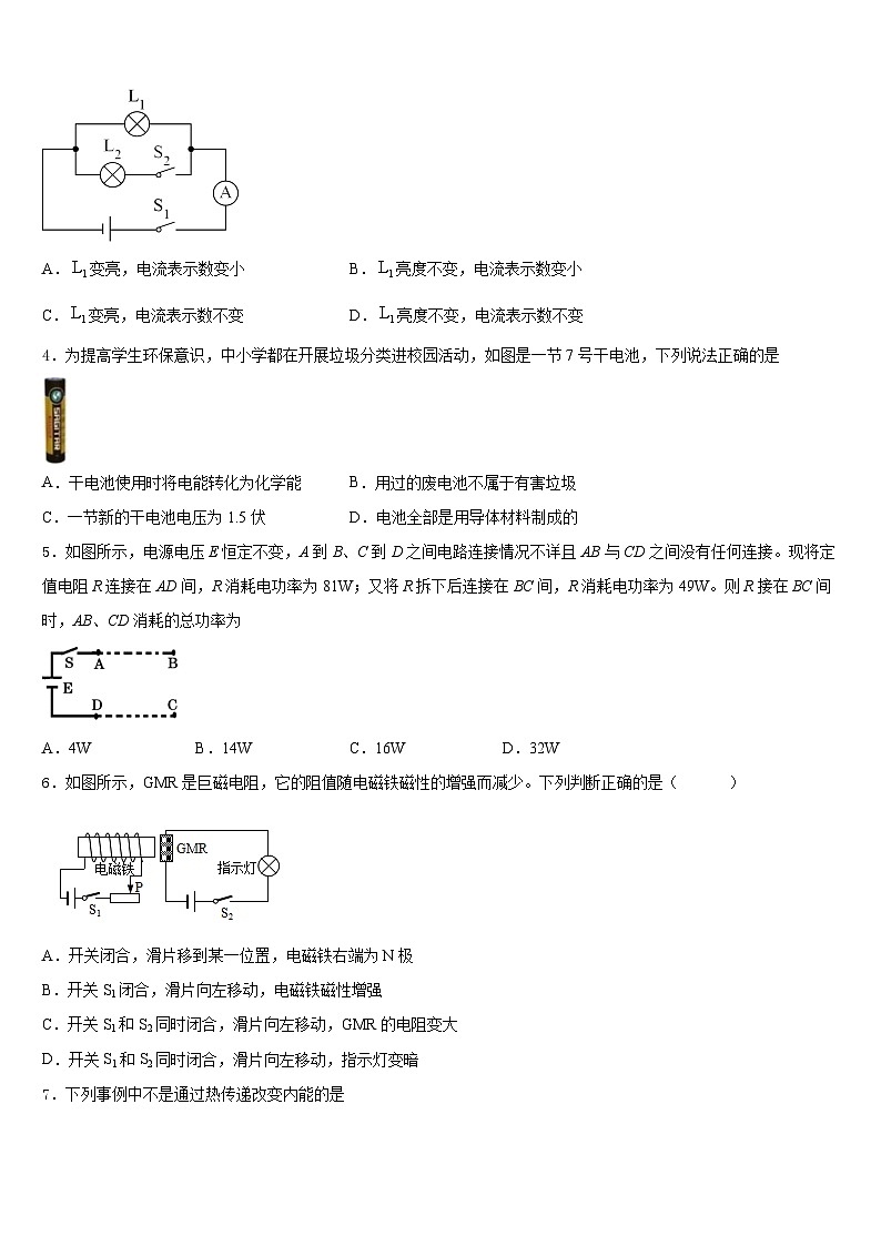 河北省邯郸市临漳县2023-2024学年九上物理期末联考试题含答案02