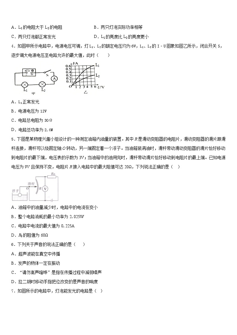河北省衡水市2023-2024学年九上物理期末复习检测模拟试题含答案02