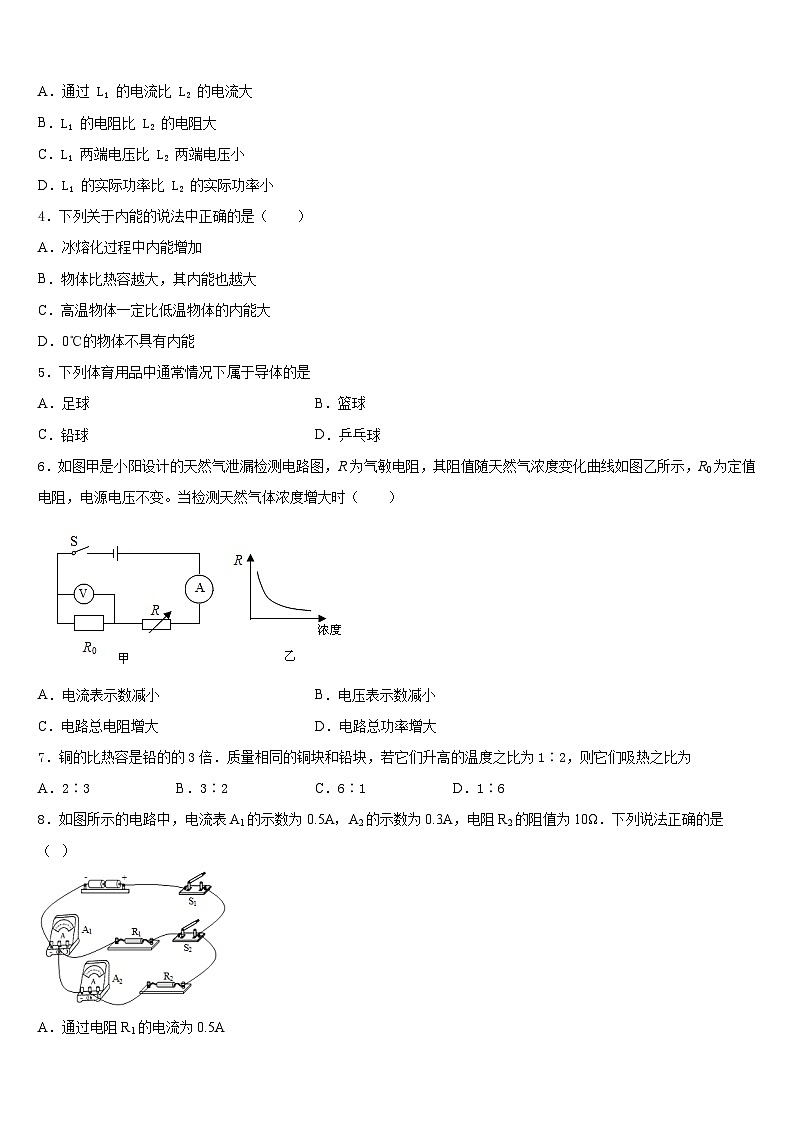 河北省衡水市故城聚龙中学2023-2024学年九年级物理第一学期期末学业质量监测模拟试题含答案02