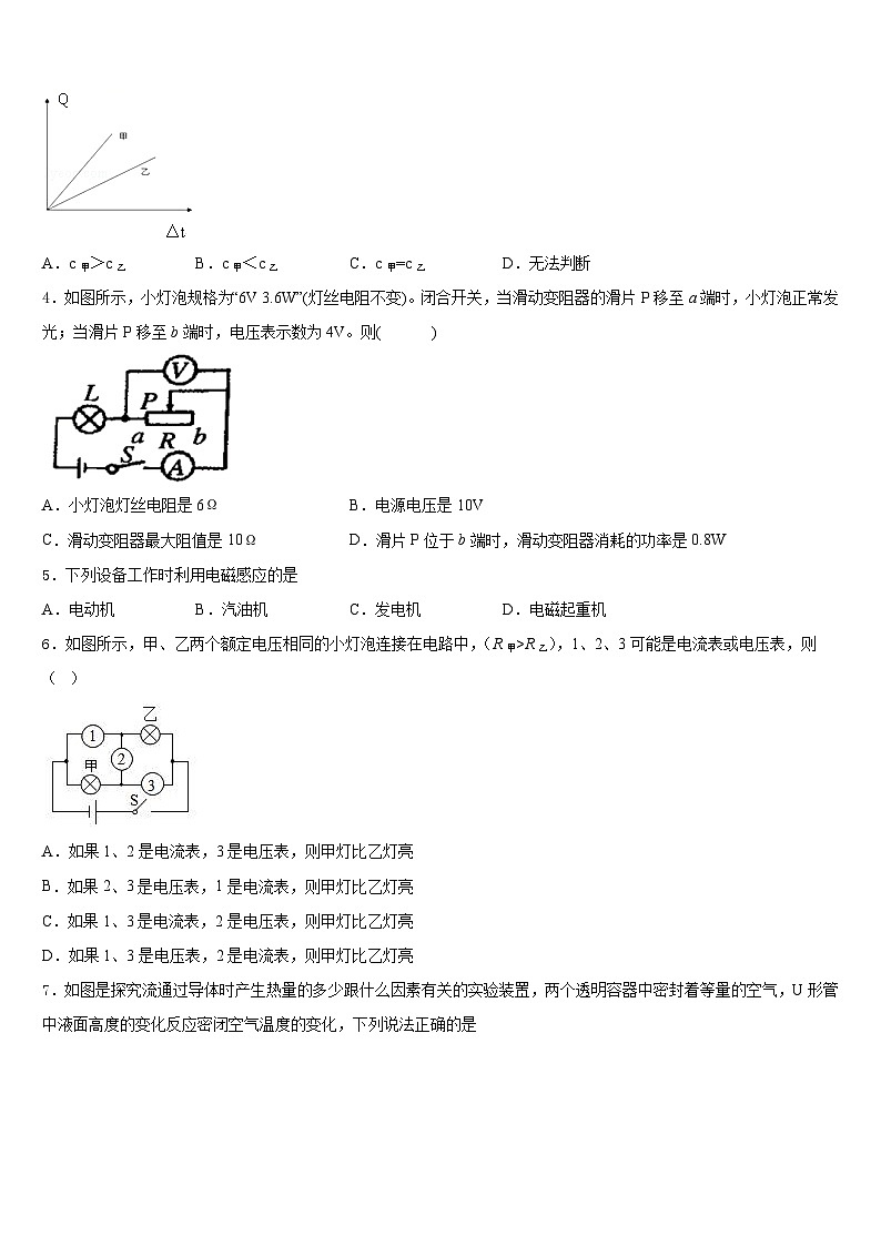 河南省临颍县2023-2024学年物理九年级第一学期期末调研模拟试题含答案第2页