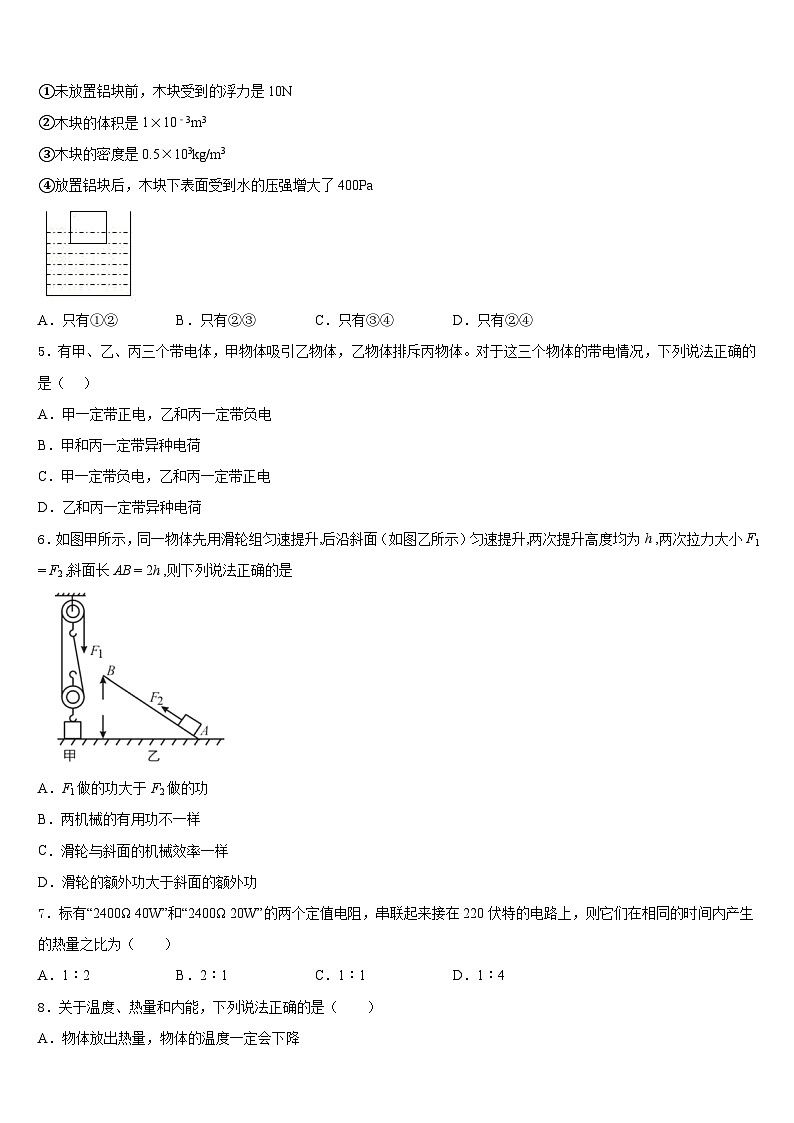 河南省固始县联考2023-2024学年九上物理期末达标测试试题含答案02