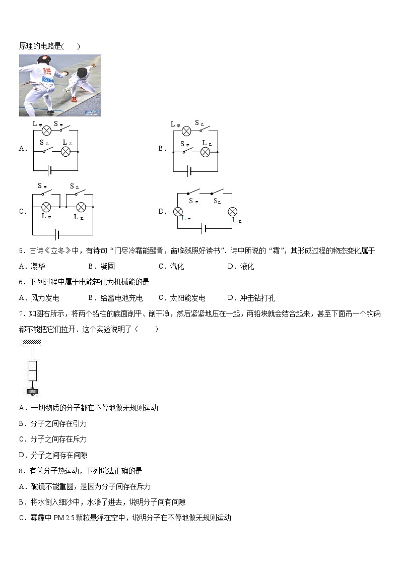 河南省平顶山2023-2024学年九年级物理第一学期期末复习检测模拟试题含答案第2页