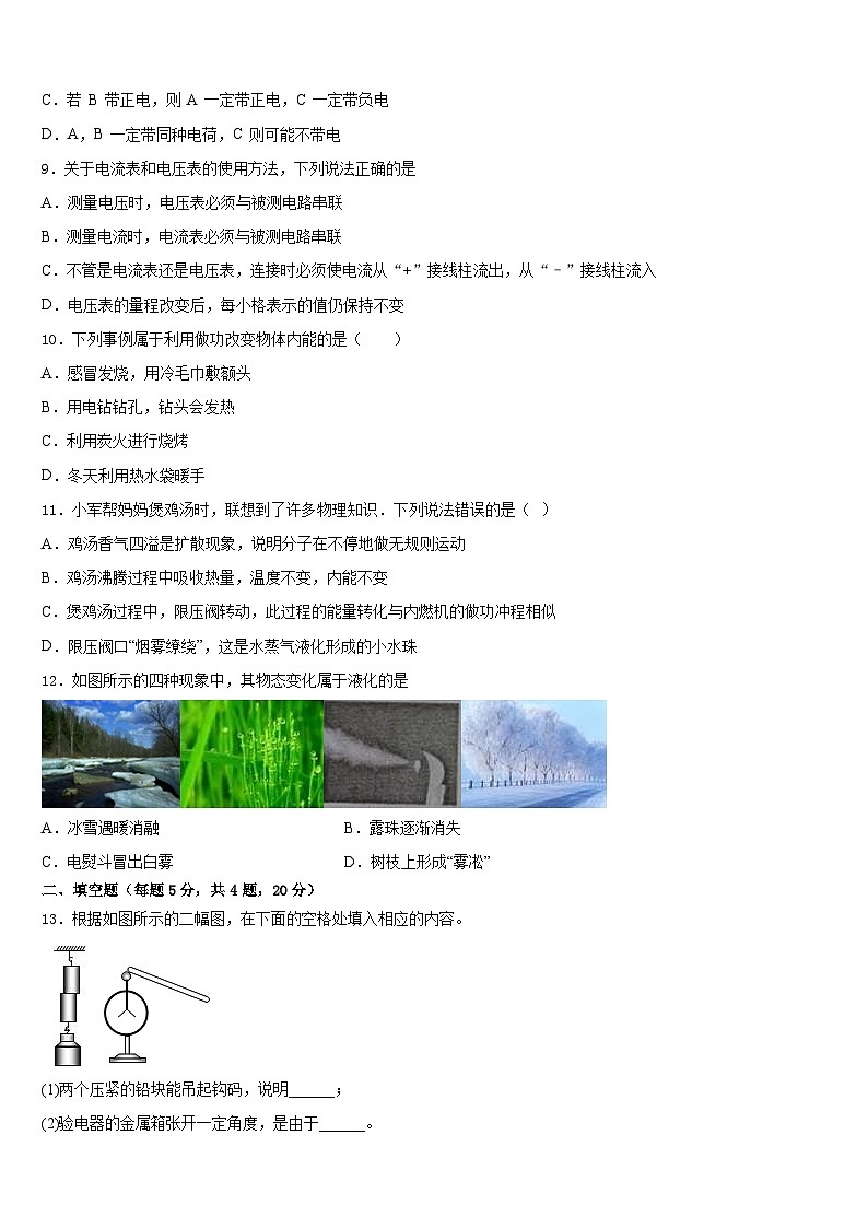 河南省永城市2023-2024学年物理九年级第一学期期末质量检测模拟试题含答案第3页