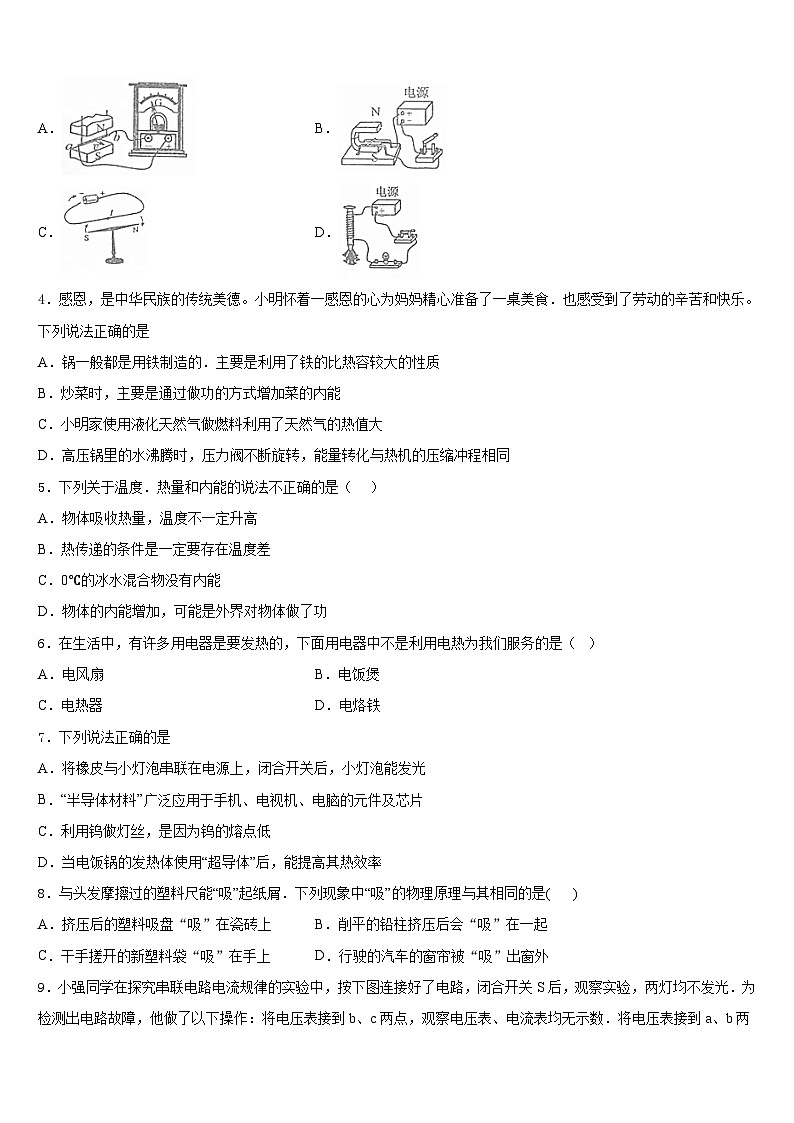 河北省邯郸市大名县2023-2024学年物理九上期末学业水平测试模拟试题含答案02