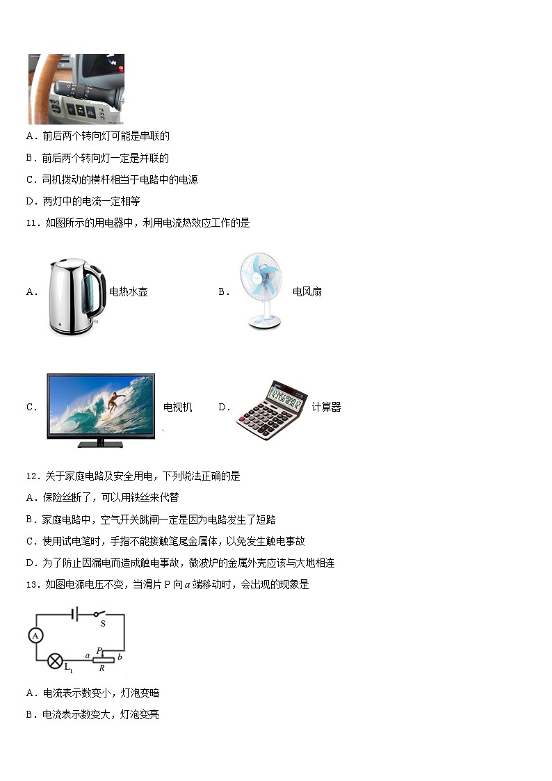 河北省邯郸市育华中学2023-2024学年九年级物理第一学期期末学业水平测试试题含答案第3页