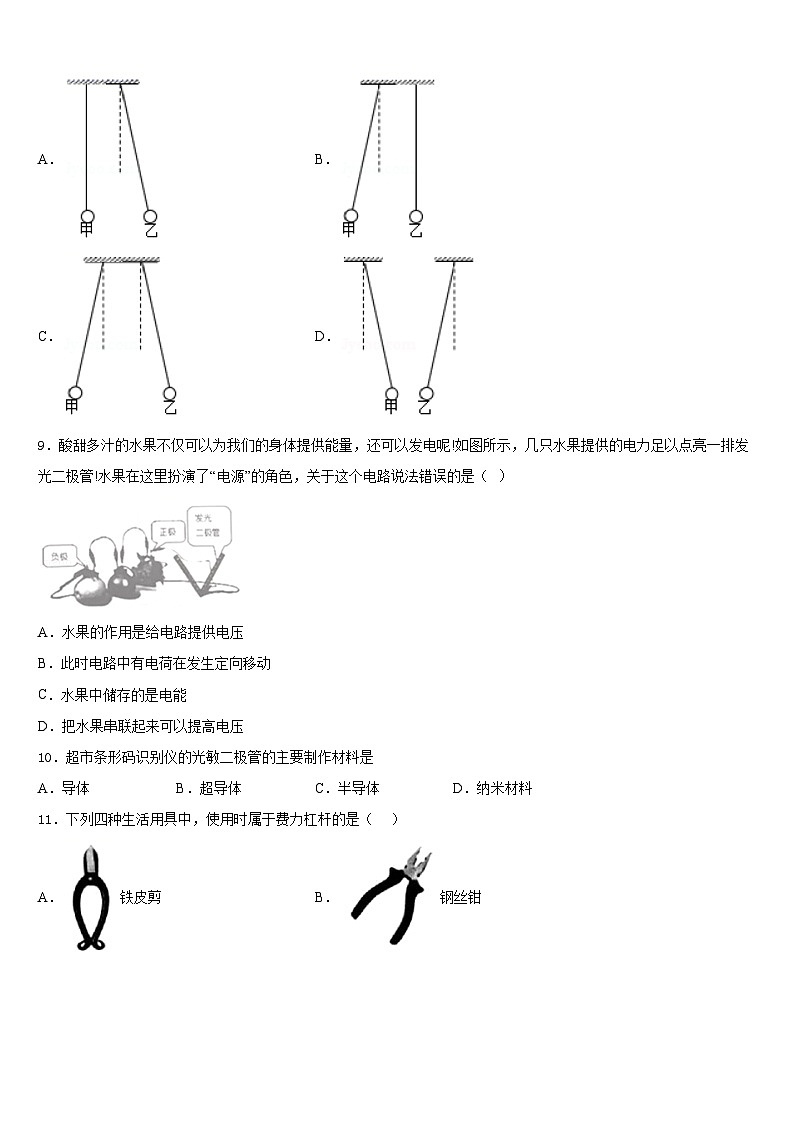 河南省郑州市枫杨外国语2023-2024学年九年级物理第一学期期末监测模拟试题含答案第3页