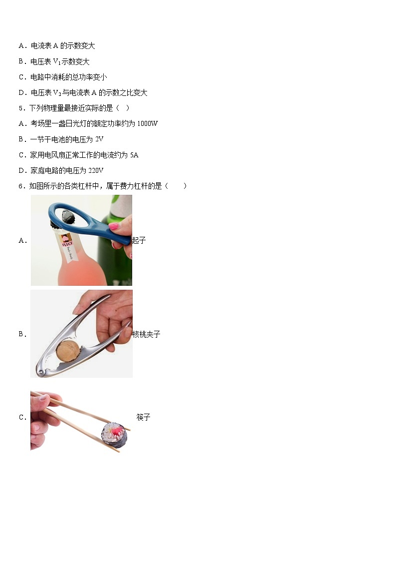 浙江省杭州下城区2023-2024学年物理九年级第一学期期末质量跟踪监视模拟试题含答案02
