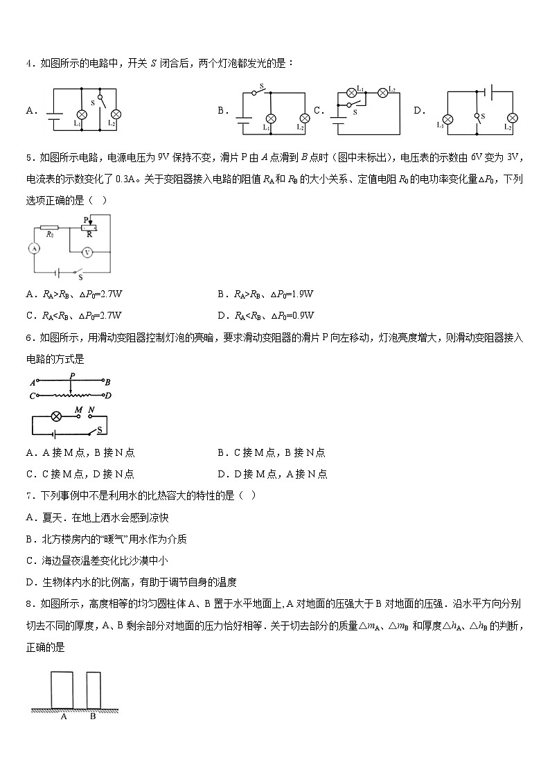 浙江省宁波市海曙区2023-2024学年九年级物理第一学期期末达标检测模拟试题含答案第2页