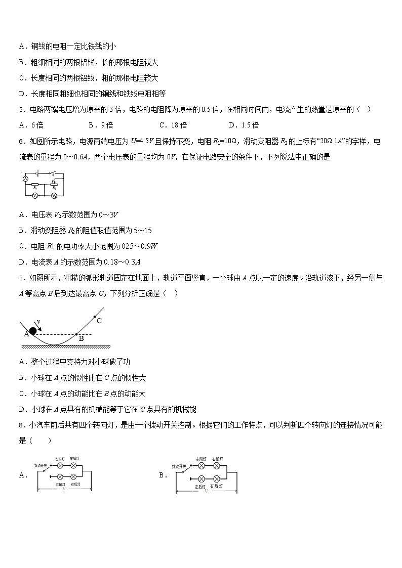 浙江省宁波市奉化区2023-2024学年九年级物理第一学期期末综合测试试题含答案第2页