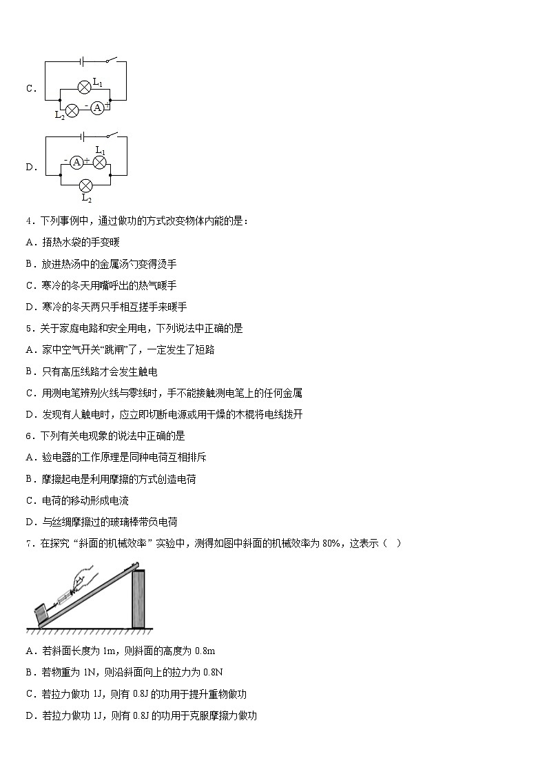 浙江省温州市经济开发区海城中学2023-2024学年物理九年级第一学期期末检测模拟试题含答案第2页