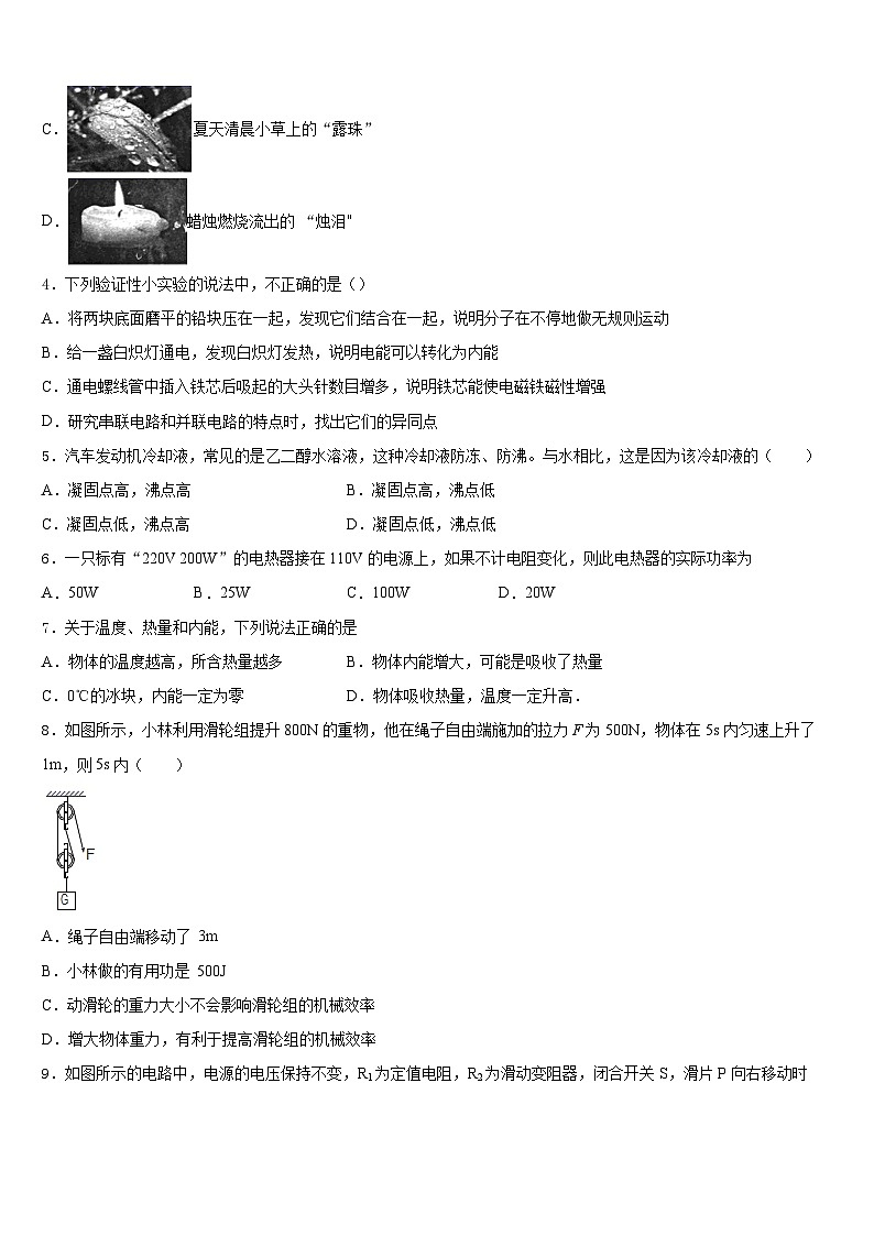 浙江省湖州市长兴县2023-2024学年九年级物理第一学期期末调研模拟试题含答案第2页