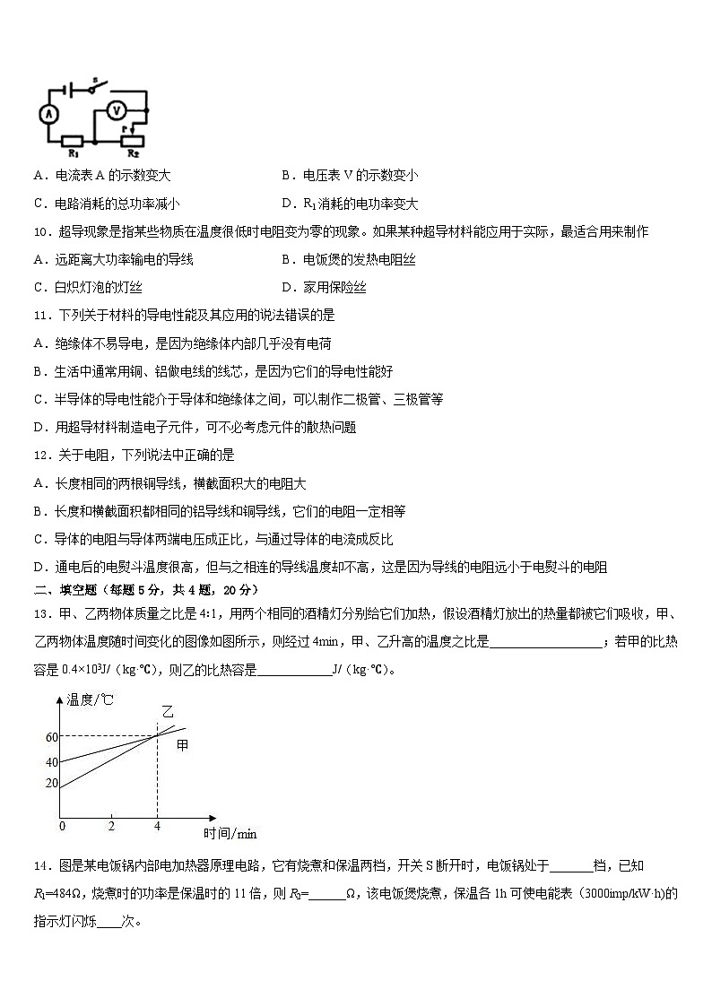 浙江省湖州市长兴县2023-2024学年九年级物理第一学期期末调研模拟试题含答案第3页