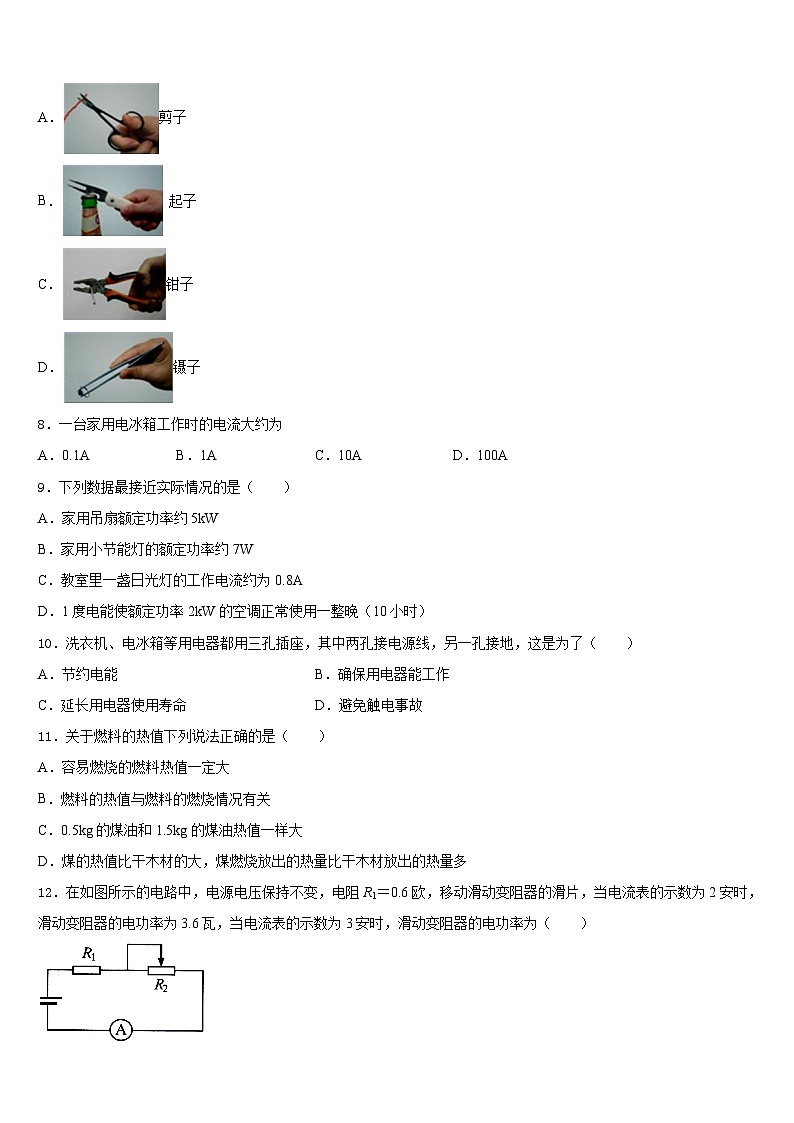 浙江省温州市鹿城区温州市实验中学2023-2024学年物理九上期末监测模拟试题含答案03