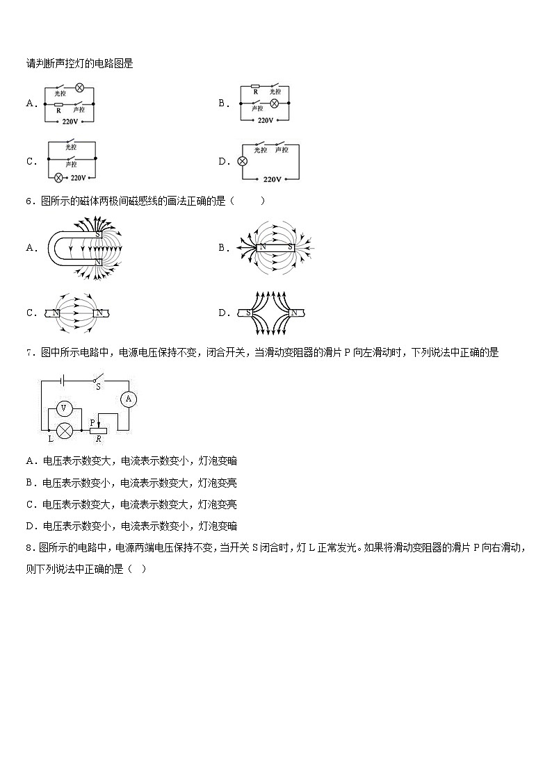 海南省重点中学2023-2024学年九上物理期末考试试题含答案02