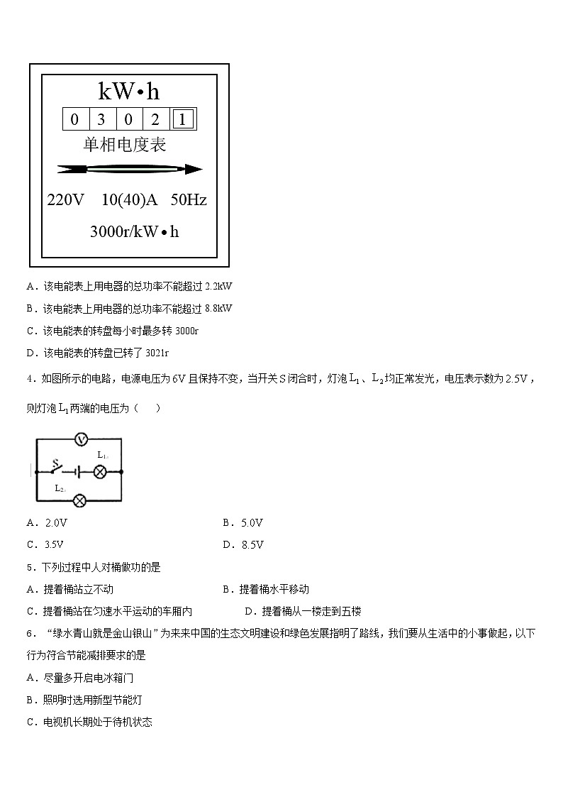 海南省三亚市名校2023-2024学年九上物理期末学业水平测试试题含答案02