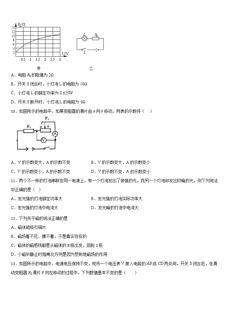 浙江省金华市兰溪市实验中学2023-2024学年物理九年级第一学期期末考试模拟试题含答案第3页