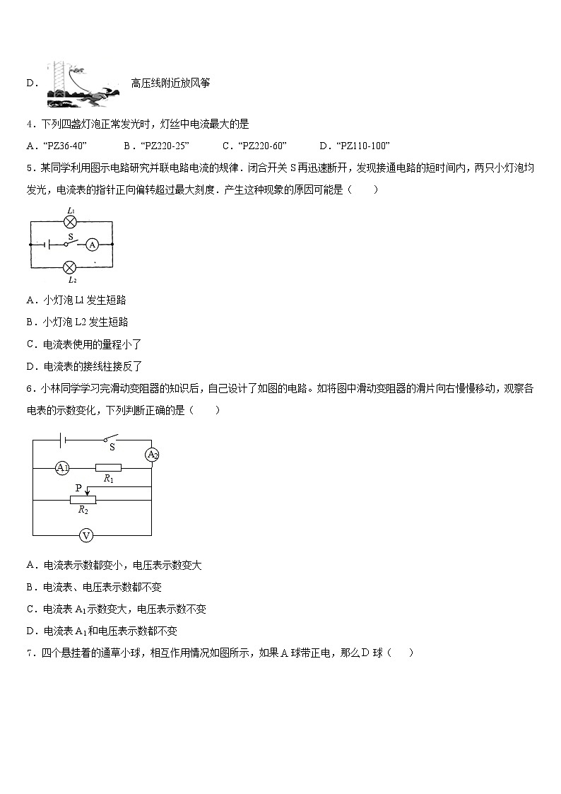浙江省衢州市江山市2023-2024学年九年级物理第一学期期末监测模拟试题含答案第2页