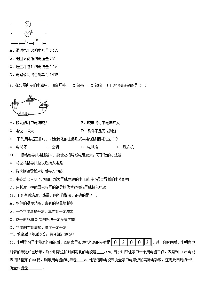 湖北省武汉市青山区5月2023-2024学年九年级物理第一学期期末复习检测试题含答案03