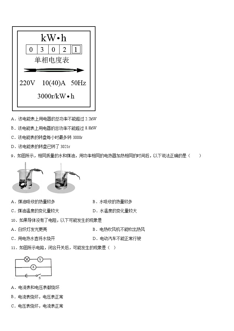 湖北省随州市广水市西北协作区2023-2024学年九年级物理第一学期期末复习检测试题含答案第3页