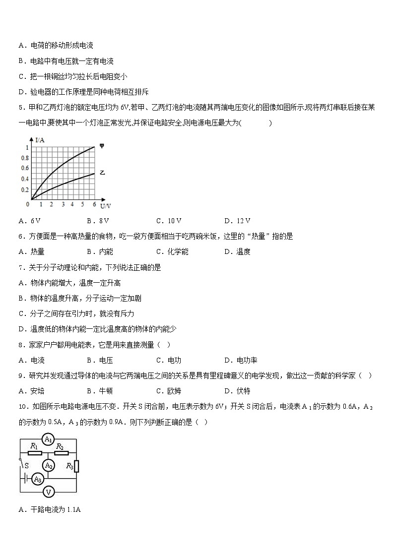 湖北省黄石市富池片区2023-2024学年物理九上期末统考模拟试题含答案第2页