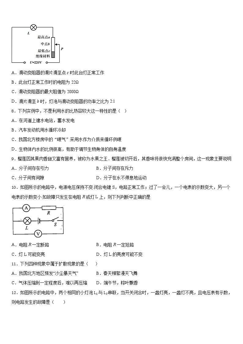 湖北省黄石市协作体2023-2024学年九上物理期末学业质量监测模拟试题含答案03