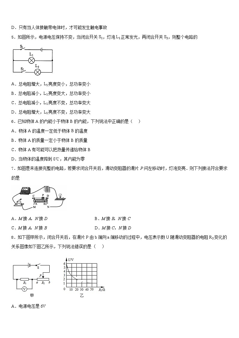 湖南省澧县2023-2024学年物理九上期末复习检测模拟试题含答案02