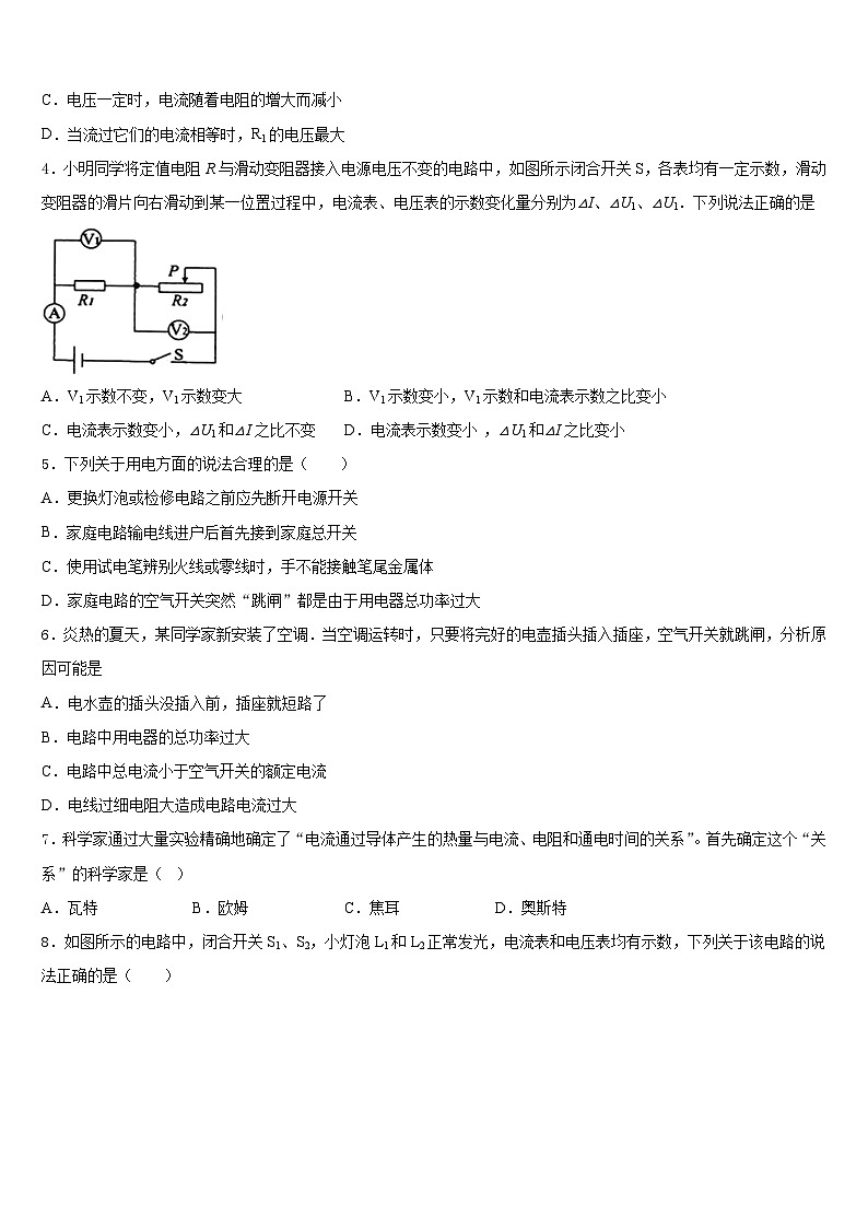 湖南省沅陵县2023-2024学年九年级物理第一学期期末考试模拟试题含答案第2页