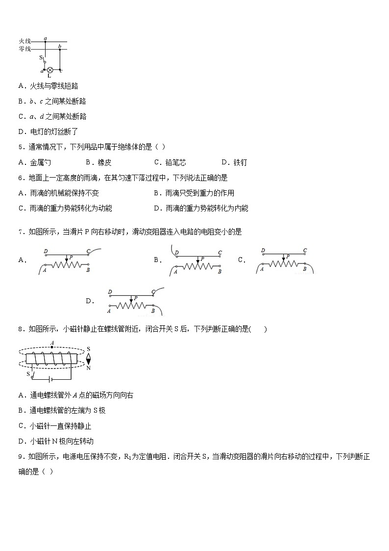 湖南省郴州市名校2023-2024学年物理九年级第一学期期末质量跟踪监视试题含答案第2页