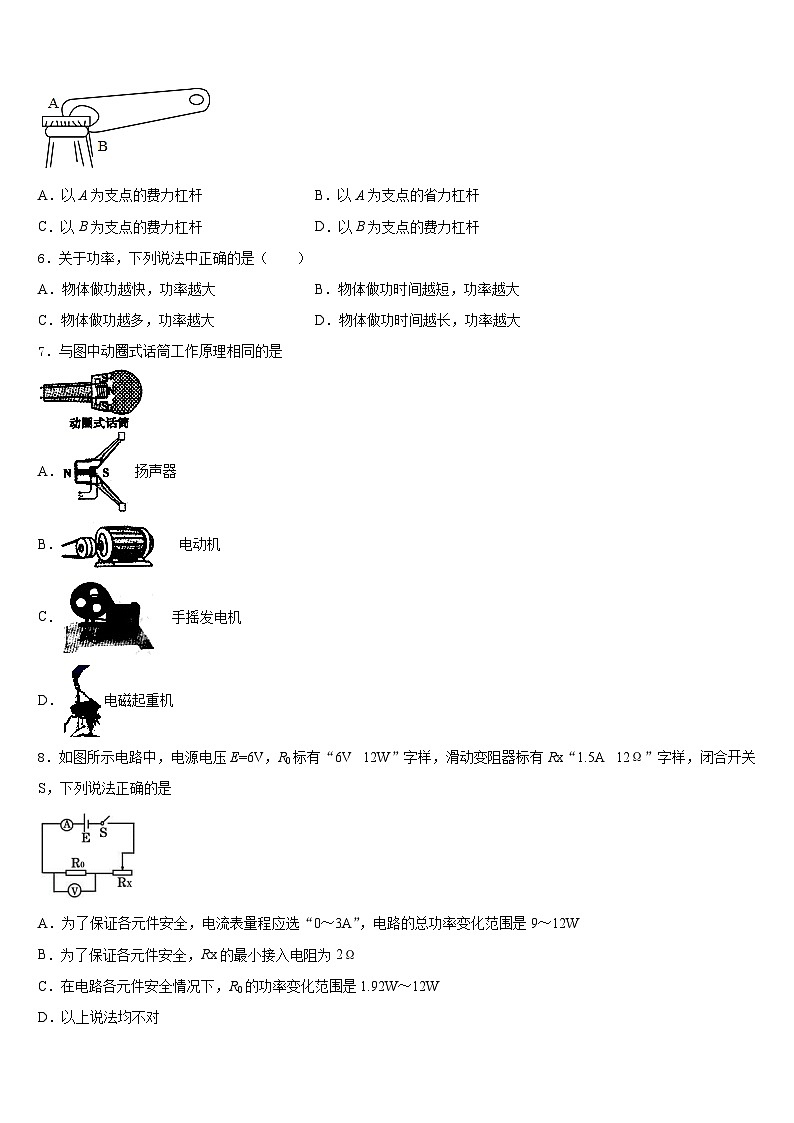 湖南省邵阳市双清区第十一中学2023-2024学年物理九年级第一学期期末监测试题含答案第2页
