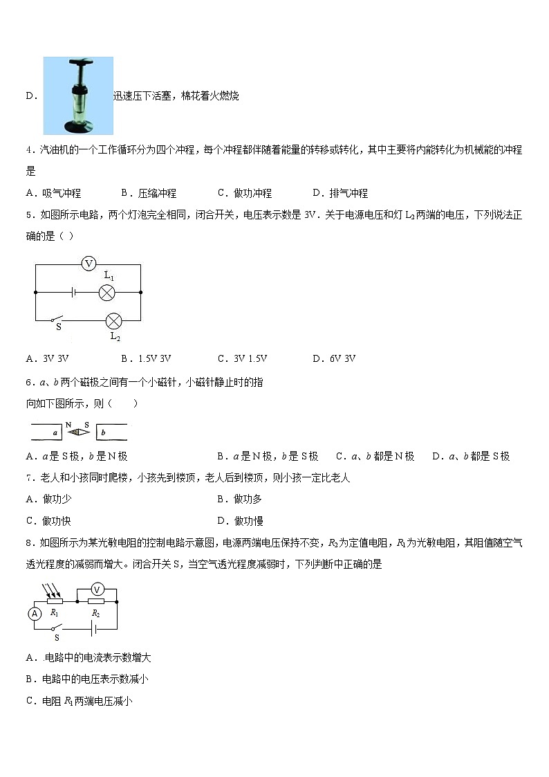 湖南省益阳市桃江县2023-2024学年物理九年级第一学期期末复习检测模拟试题含答案02