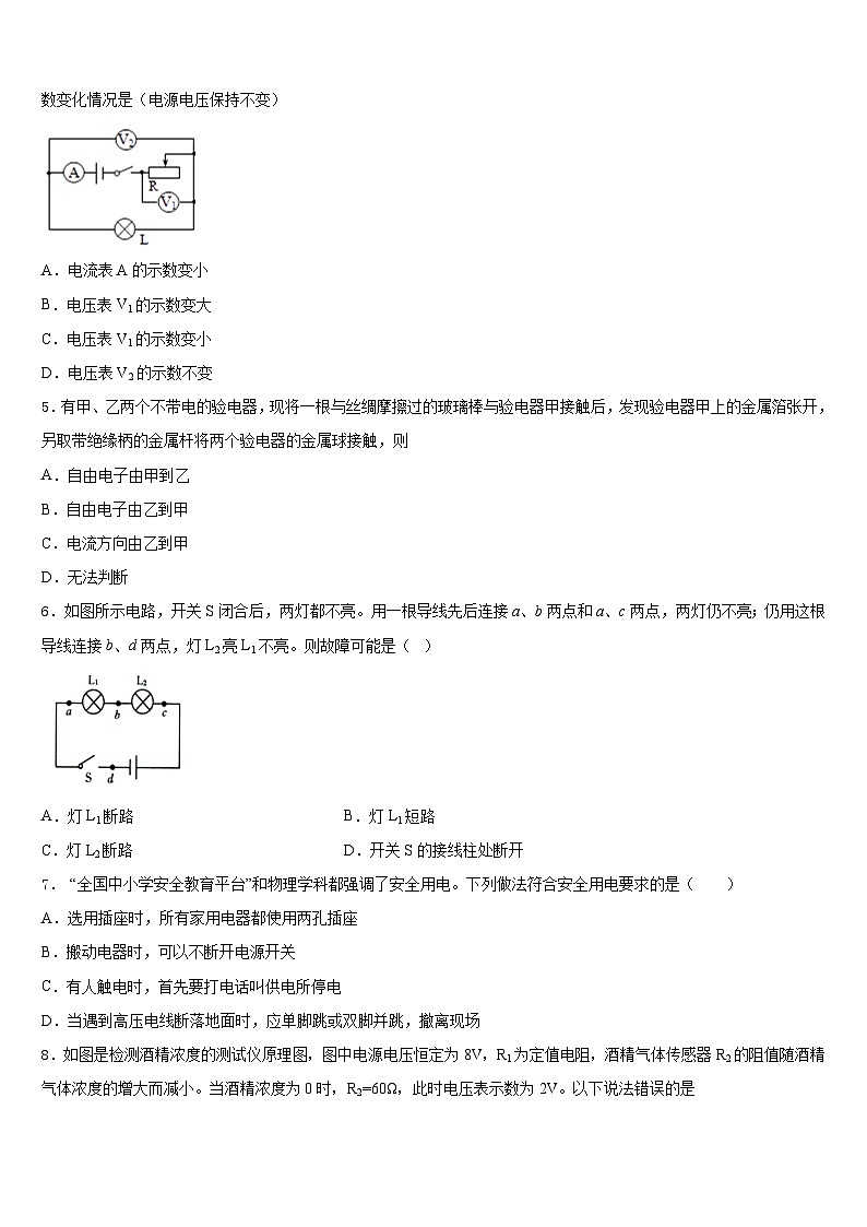 湖南省张家界五道水镇中学2023-2024学年九上物理期末学业水平测试模拟试题含答案02
