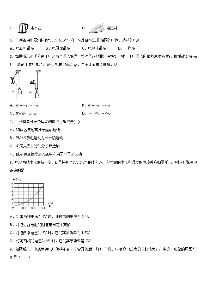 湖南省益阳市桃江县2023-2024学年物理九年级第一学期期末学业水平测试试题含答案第2页