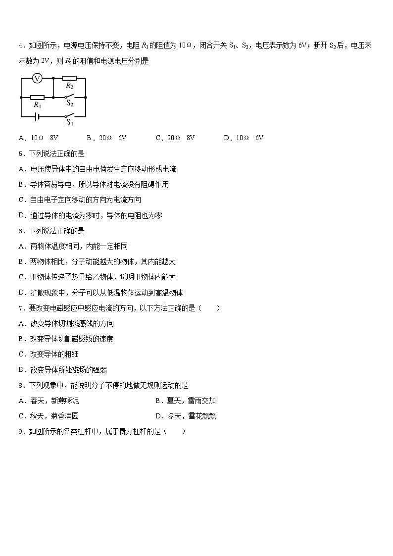 湖南省长沙市湘一芙蓉、一中学双语学校2023-2024学年九上物理期末学业质量监测模拟试题含答案02