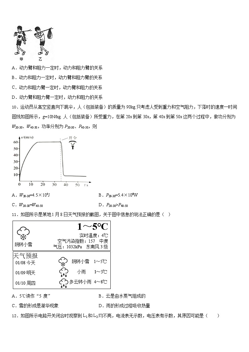 湖南省长沙市师大附中教育集团2023-2024学年物理九年级第一学期期末考试试题含答案03