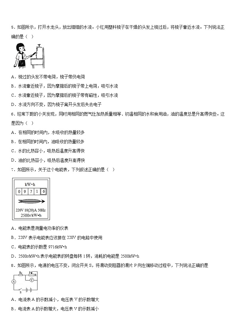 湖南省长沙外国语学校2023-2024学年物理九年级第一学期期末调研模拟试题含答案02