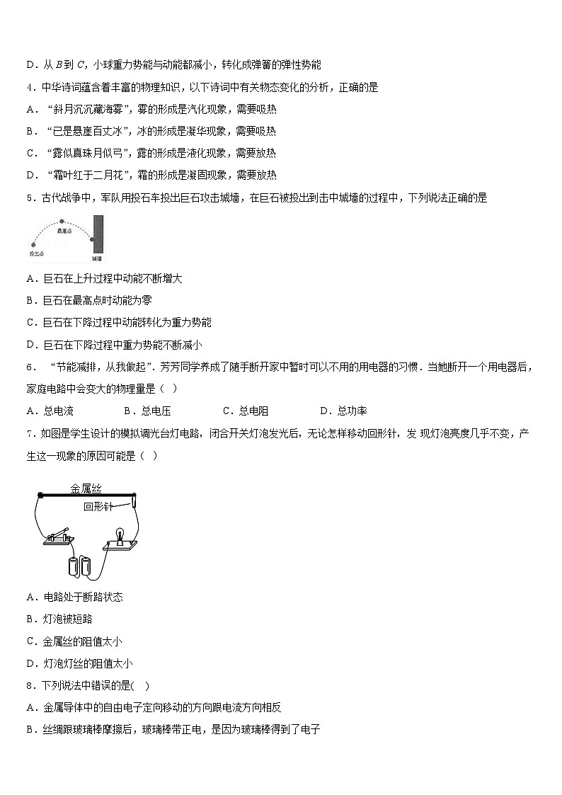 福建省厦门外国语海沧附属学校2023-2024学年九上物理期末统考模拟试题含答案第2页