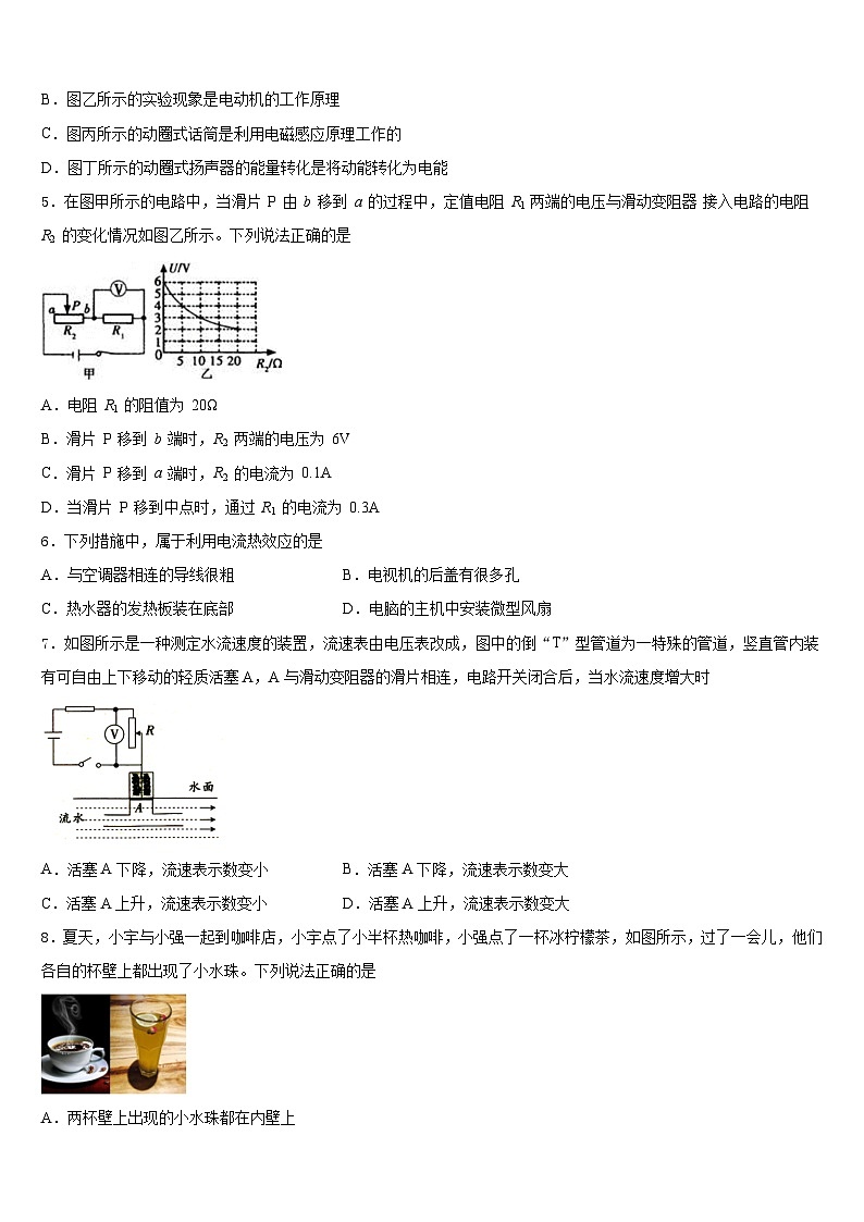 眉山市重点中学2023-2024学年物理九年级第一学期期末达标检测模拟试题含答案02