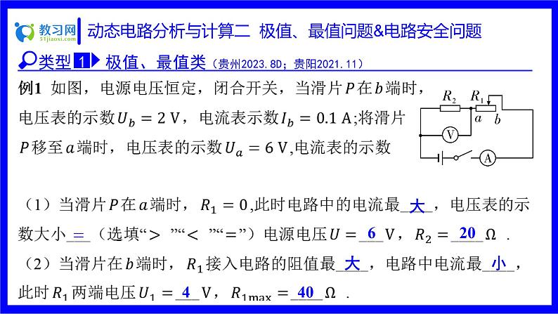 物理中考复习考点研究 第十六讲 电路分析与计算 动态电路分析与计算 二 极值、最值问题&电路安全问题 PPT课件第2页