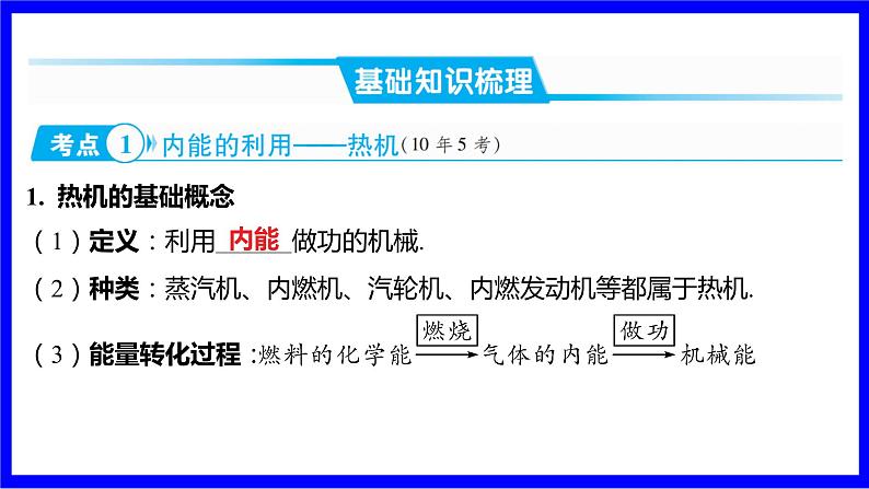 物理中考复习考点研究 模块三 热学  命题点7 热机 能量的转化与守恒（10年8考） PPT课件第2页