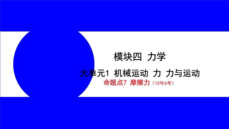 物理中考复习考点研究 模块四 力学  命题点7 摩擦力（10年6考） PPT课件第1页