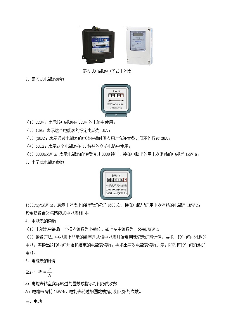 15.1电能表与电功-2023-2024学年九年级物理下册同步精品讲义及练习02