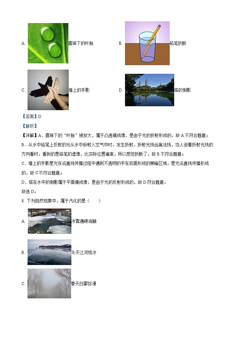 湖南省株洲市渌口区2023-2024学年八年级上学期期末检测物理试题03