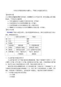 专题01 平衡力与相互作用力（学生版）-中考物理力学提优特训专题