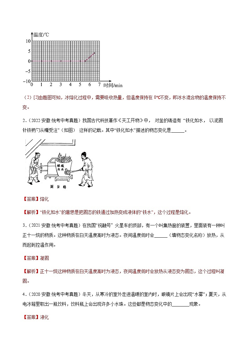 专题16  物态变化-5年（2019-2023）中考1年模拟物理分项汇编（安徽专用）02