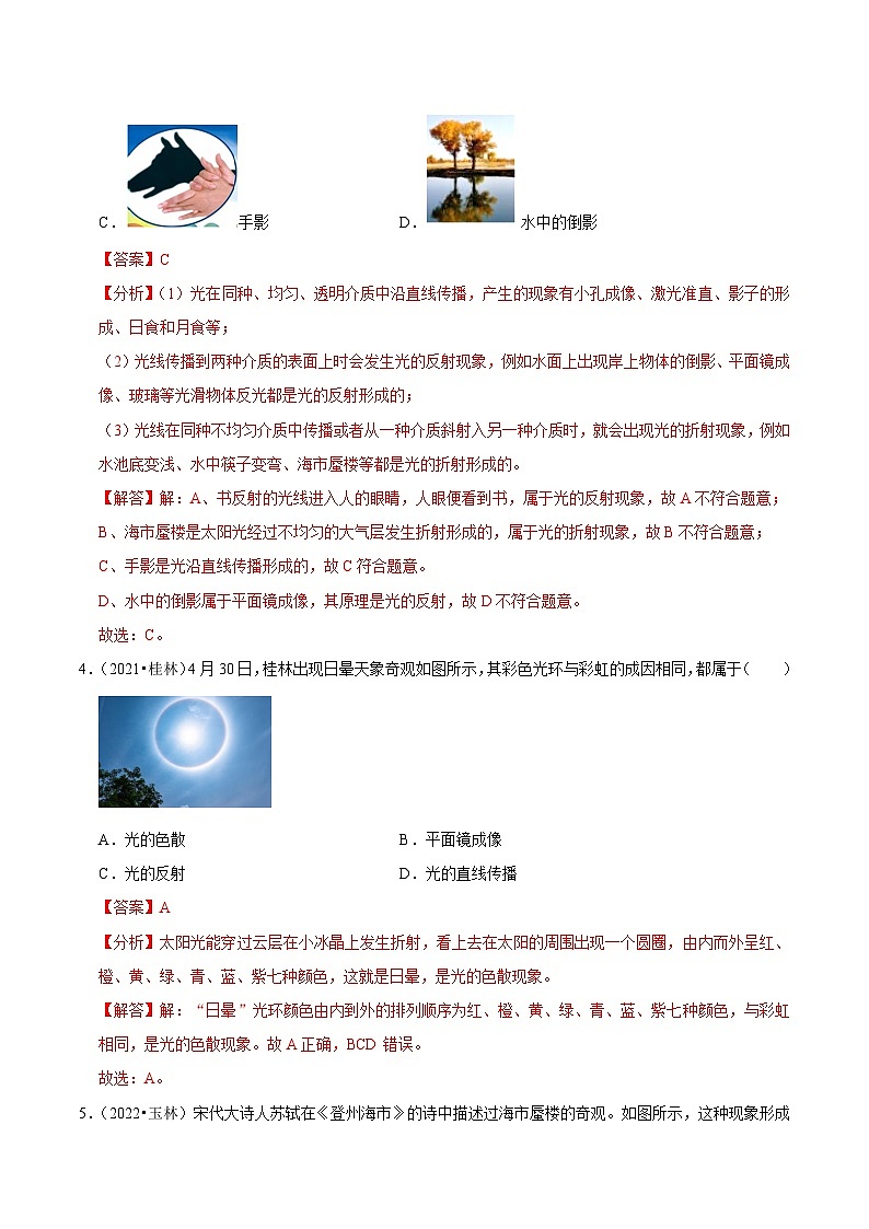 专题05 光现象（提升卷）（解析版）（广西专用）第3页