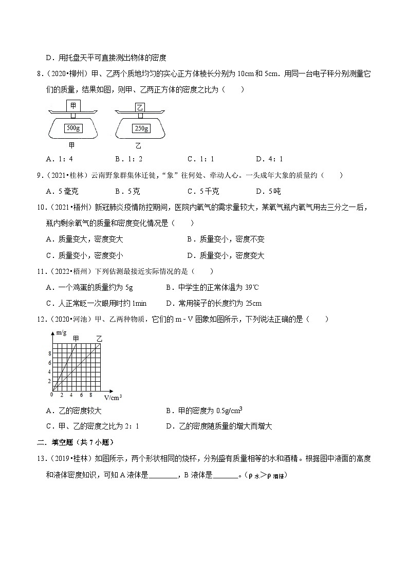 专题07 质量与密度（原卷版）（广西专用）第2页