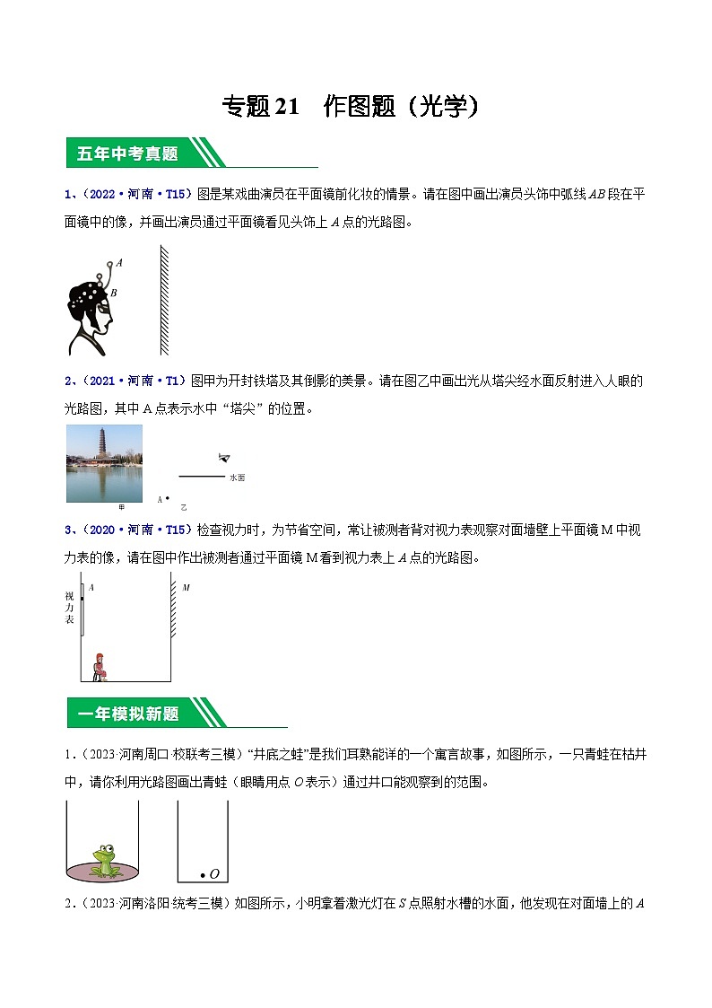 专题21 作图题（光学）-5年（2019-2023）中考1年模拟物理分项汇编（河南专用）01