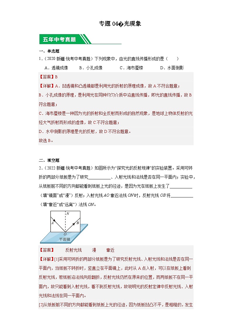 专题04 光现象 (解析版)第1页
