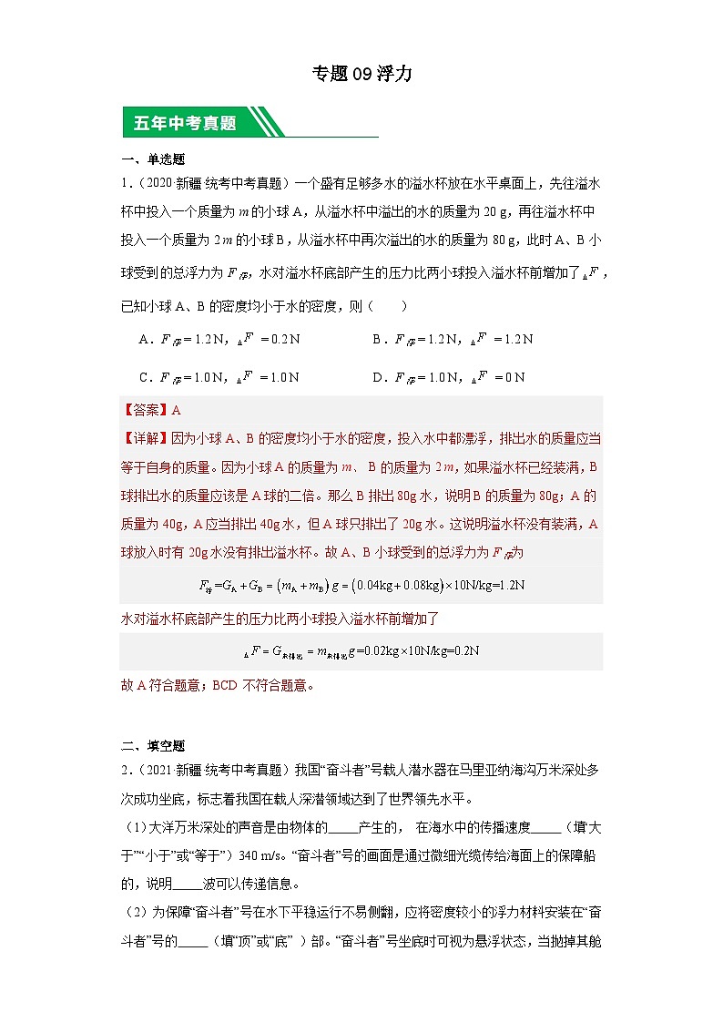 专题09 浮力(解析版)第1页