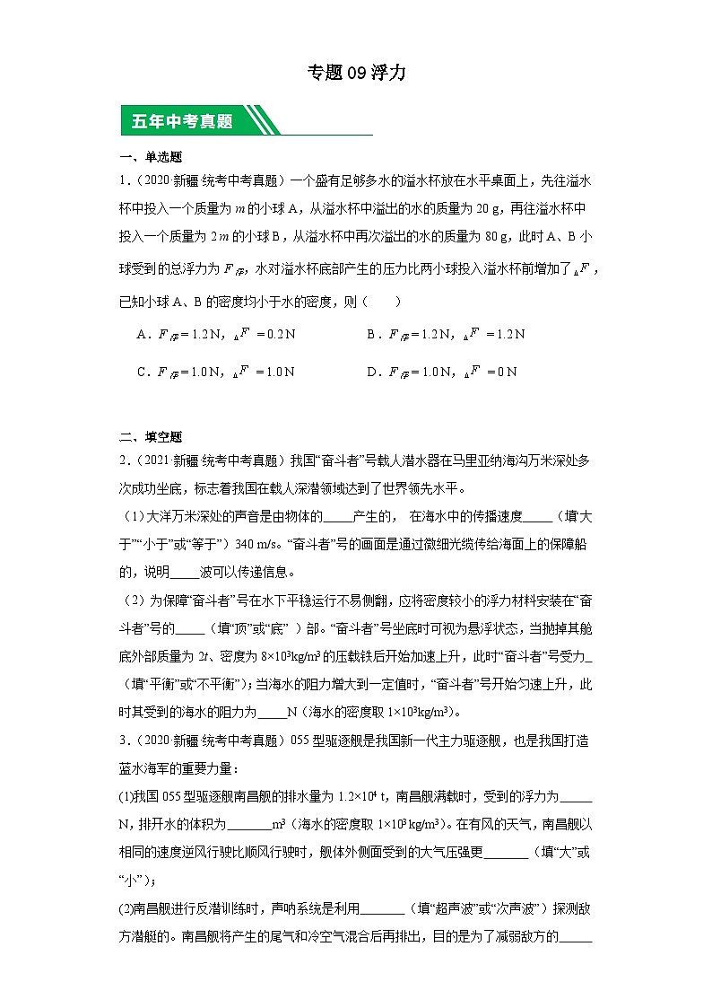 专题09 浮力(原卷版)第1页